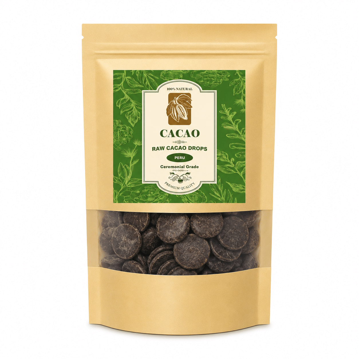 2b8c498c-64cf-4e1a-b469-8e6b3da7b4e7 Raw Cacao Drops Peru Ceremonial Grade - Afbeelding 1